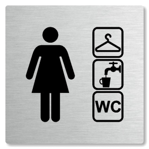 Šatna ženy, wc, 100x100mm, stříbrná, Nevada